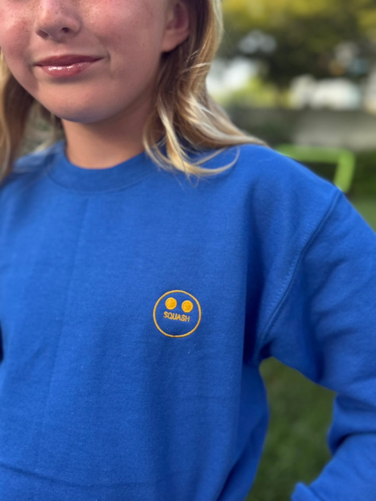 Two Yellow Dots Youth crewneck sweatshirt-Royal Blue