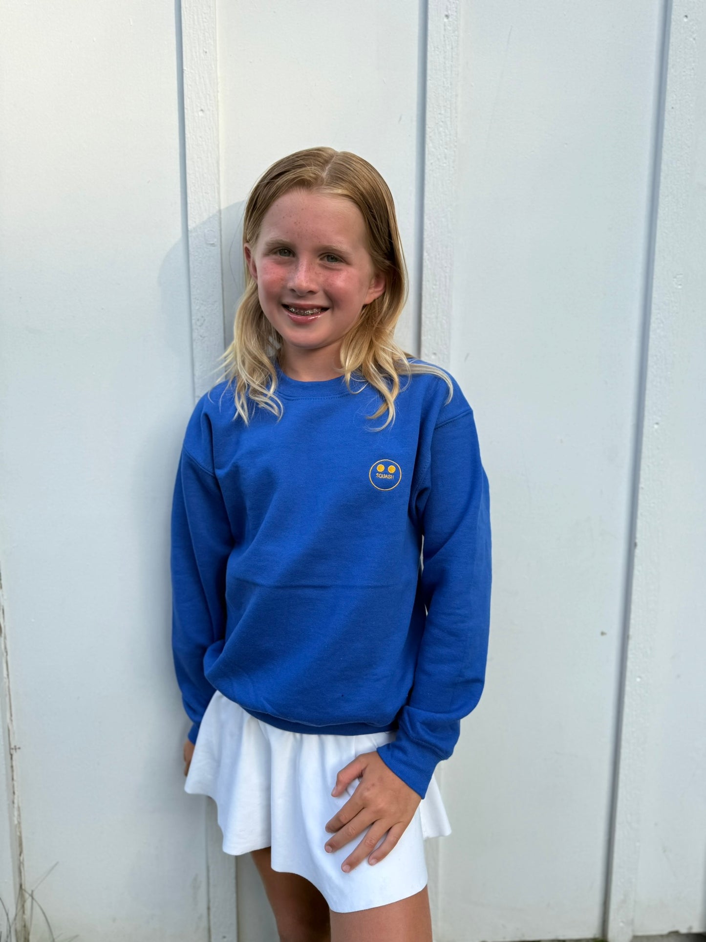 Two Yellow Dots Youth crewneck sweatshirt-Royal Blue