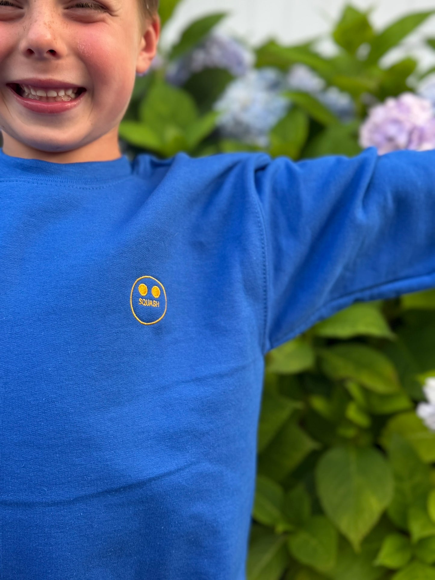 Two Yellow Dots Youth crewneck sweatshirt-Royal Blue