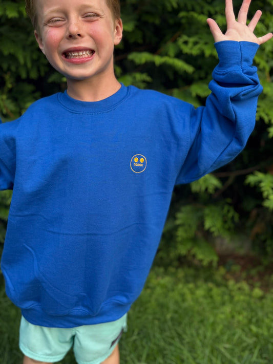 Two Yellow Dots Youth crewneck sweatshirt-Royal Blue