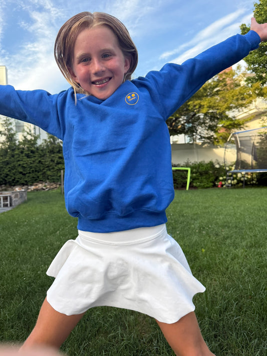 Two Yellow Dots Youth crewneck sweatshirt-Royal Blue